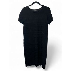Banana Republic Women M Black Crochet Mixed Stitch Short Sleeve Sweater Dress
